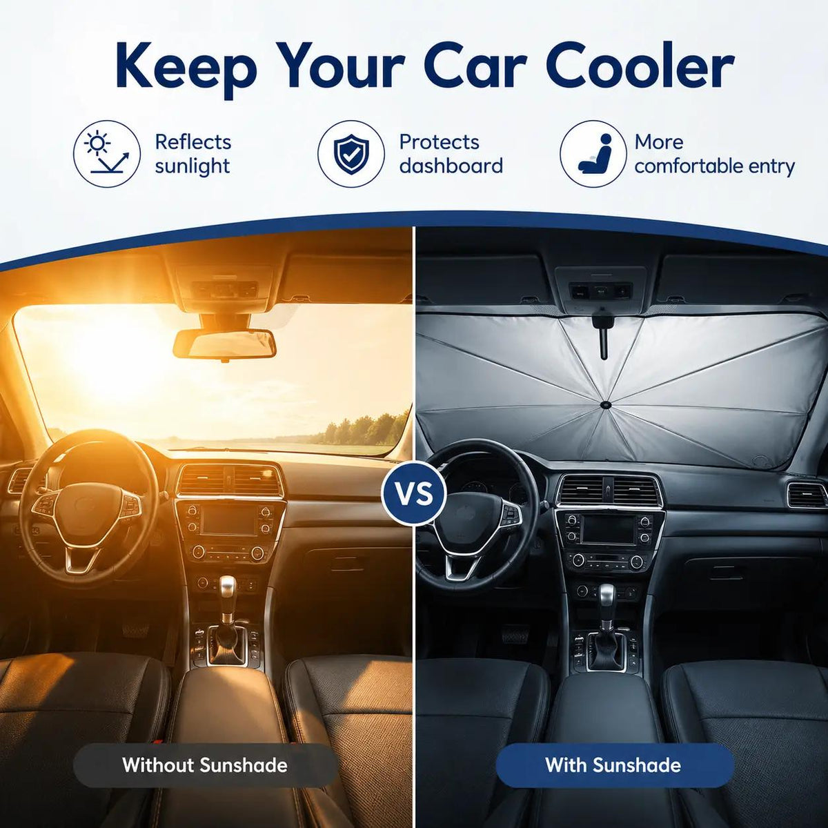 Portable Car Windshield Sunshade, Foldable Windshield Sun Umbrella, Car Exterior Accessories, Car Windshield Cooling Umbrella for Daily