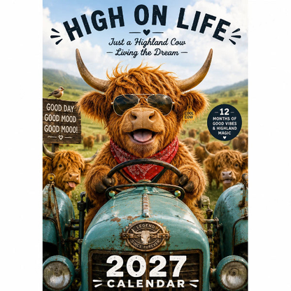 ⏳LAST DAY 50%OFF🔥2027 Funny Highland Cow Wall Calendar | A4 Hanging Calendar | Designed by Isabel Kline