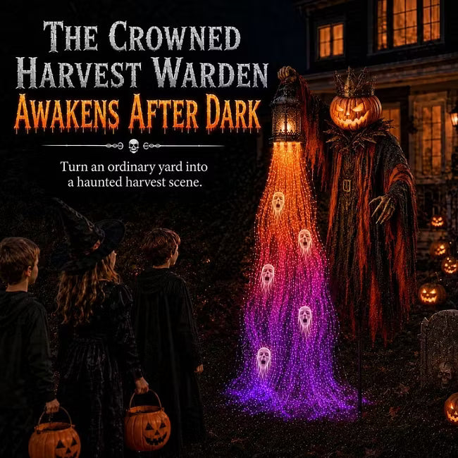 🎃 Turn Your Yard Into A Haunted Halloween Scene | Solar-Powered Animated Garden Lights with Glowing Ghost Effects | Witch, Reaper, Scarecrow & More