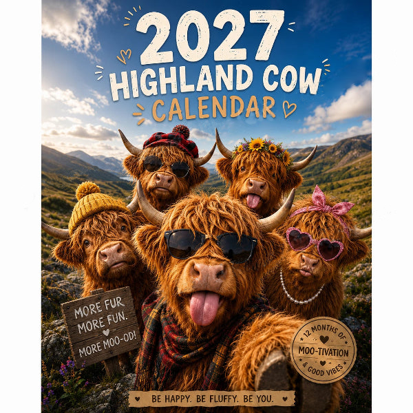 ⏳LAST DAY 50%OFF🔥2027 Funny Highland Cow Wall Calendar | A4 Hanging Calendar | Designed by Isabel Kline
