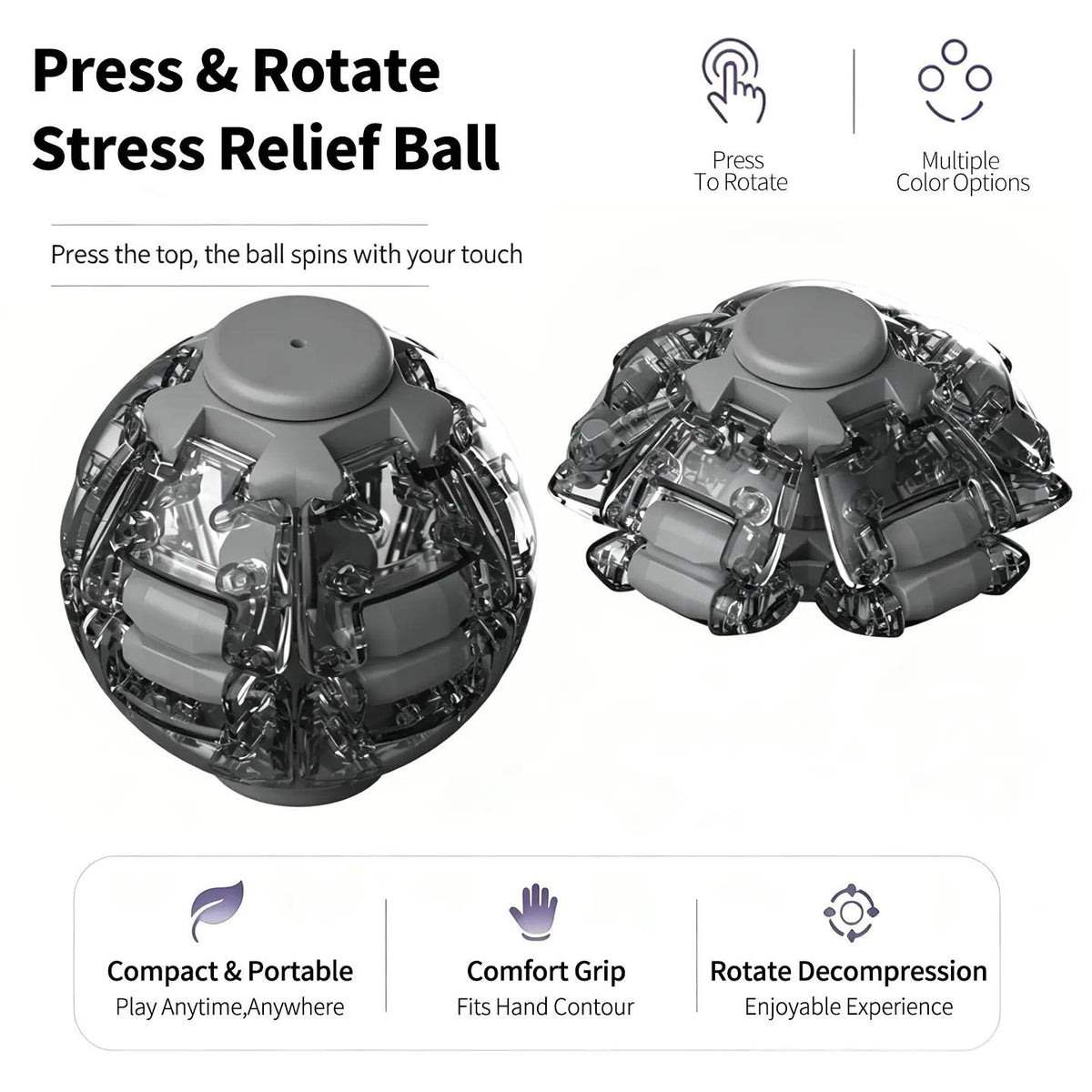 Press-to-Spin 3D Printed Fidget Ball Gyro Toy