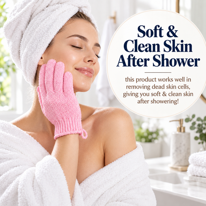 These deep-cleansing bath gloves are suitable for showering, spa treatments, massage, and body exfoliation; they effectively remove dead skin and feature a hanging loop.