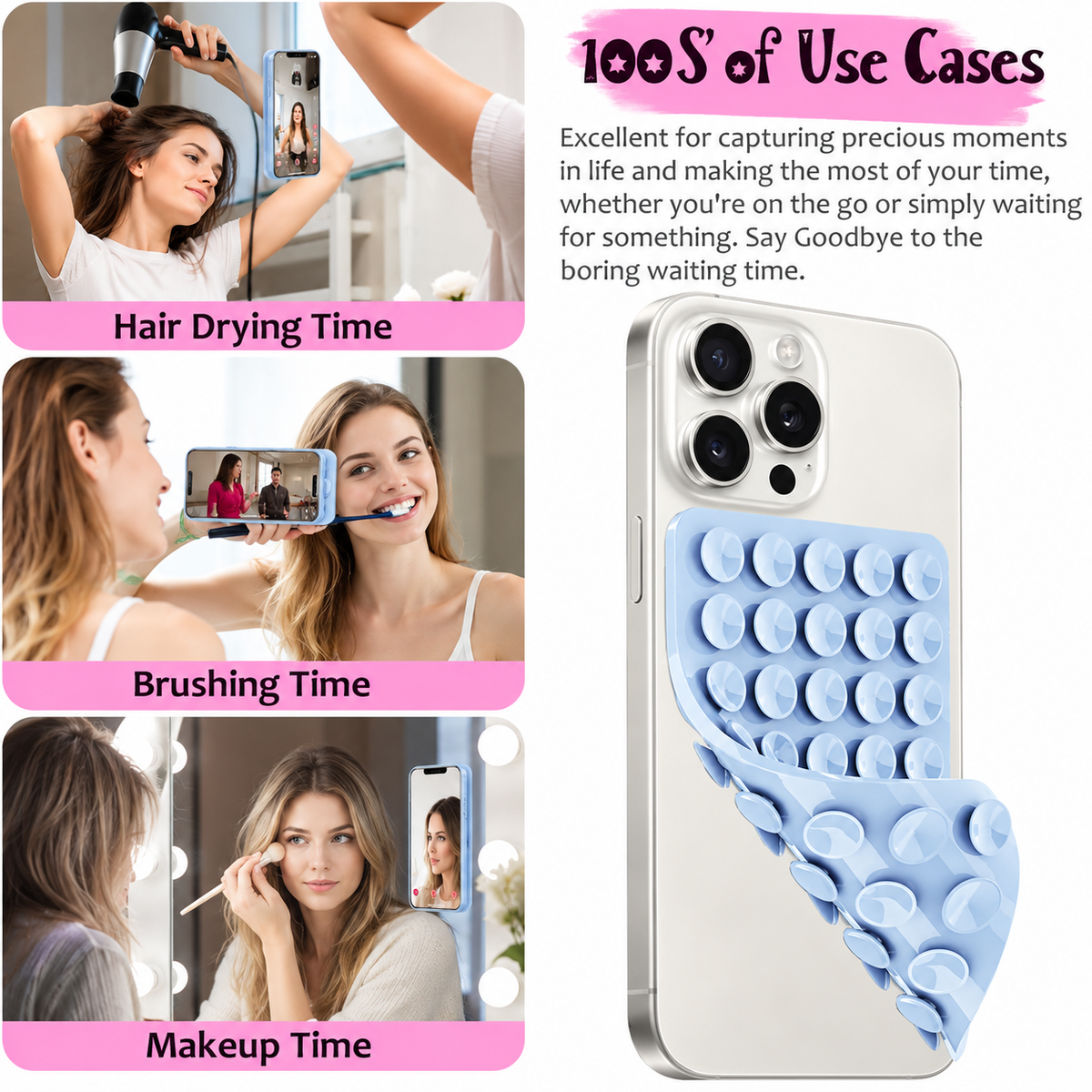 Silicone Suction Cup Phone Case Mount, 1 CountDouble Sided Phone Holder Mount, Hands-Free StrongGrip Holder for Selfies and Videos, Phone Accessories