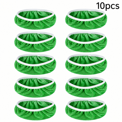 10-Pack Microfiber Mop Pads compatible with Swiffer Sweeper; reusable dry and wet flat mop replacement cloths, suitable for sweeping and mopping hardwood floors.