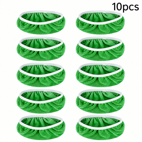 10-Pack Microfiber Mop Pads compatible with Swiffer Sweeper; reusable dry and wet flat mop replacement cloths, suitable for sweeping and mopping hardwood floors.