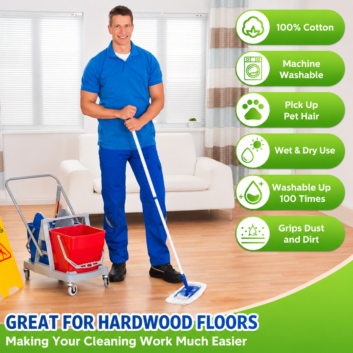 10-Pack Microfiber Mop Pads compatible with Swiffer Sweeper; reusable dry and wet flat mop replacement cloths, suitable for sweeping and mopping hardwood floors.
