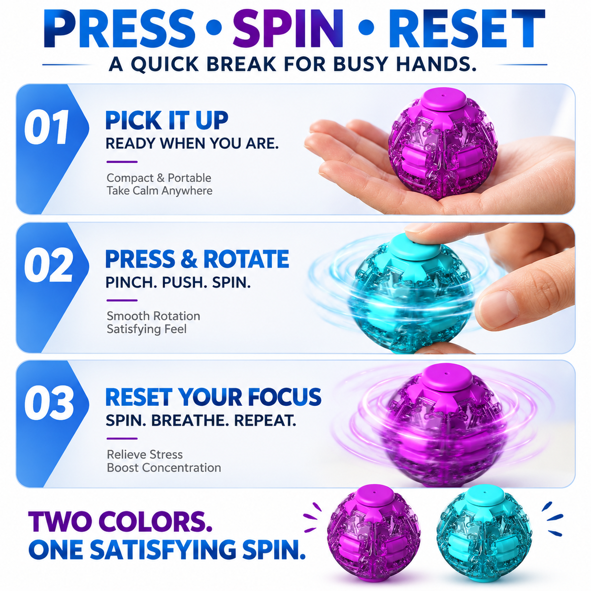 Press-to-Spin 3D Printed Fidget Ball Gyro Toy