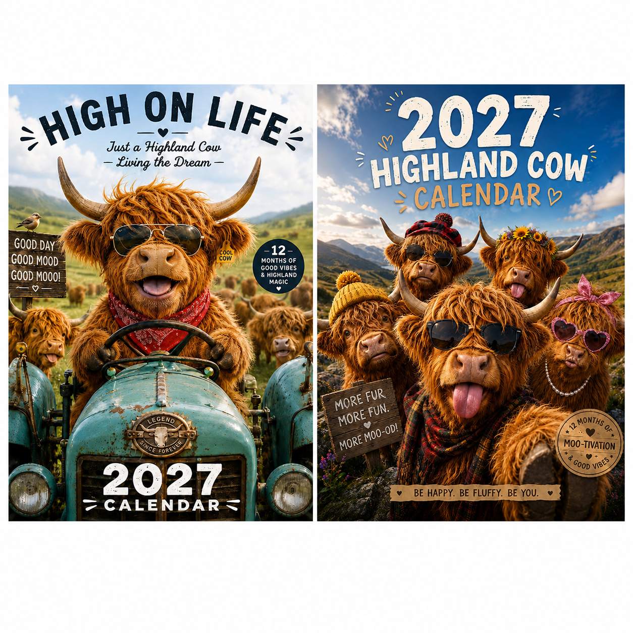 ⏳LAST DAY 50%OFF🔥2027 Funny Highland Cow Wall Calendar | A4 Hanging Calendar | Designed by Isabel Kline