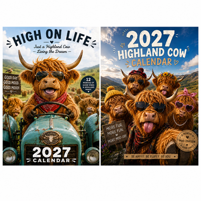 ⏳LAST DAY 50%OFF🔥2027 Funny Highland Cow Wall Calendar | A4 Hanging Calendar | Designed by Isabel Kline