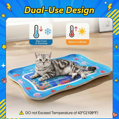 Cat Water Sensory Play Mat — Interactive Ocean Fish Toy for Bored Indoor Cats & Kittens